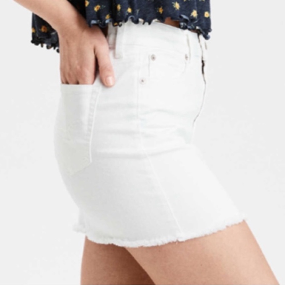 13. American Eagle high rise stretch white mini skirt